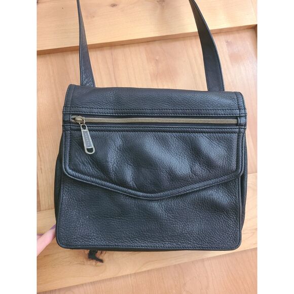Vintage Fossil 1954 Pebbled Black Leather Crossbody Shoulder Bag Purse‎ 75082 - Picture 9 of 9
